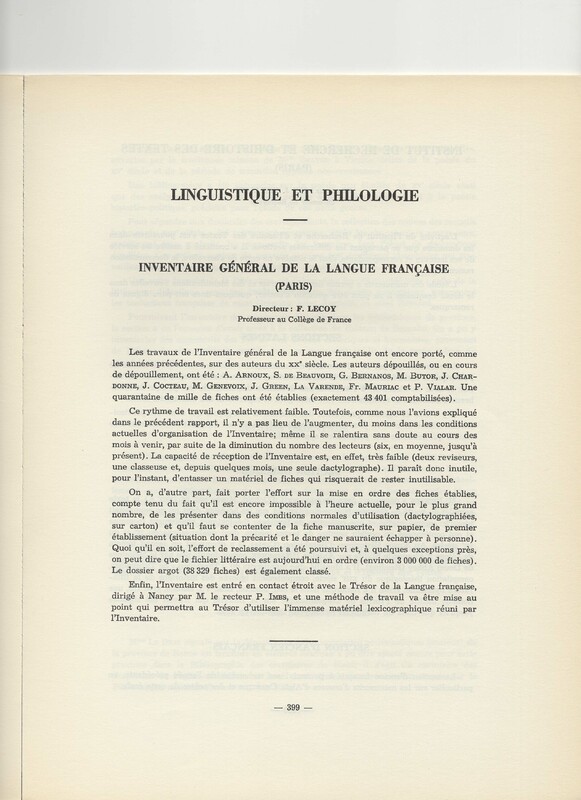 Rapport CNRS 1961-1962