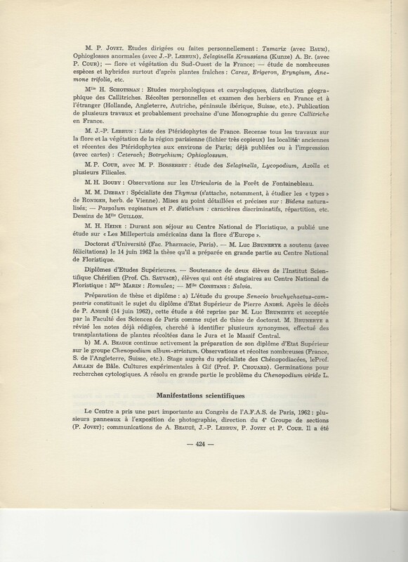 Rapport CNRS 1961-1962