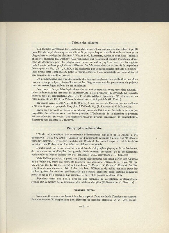 Rapport CNRS 1961-1962