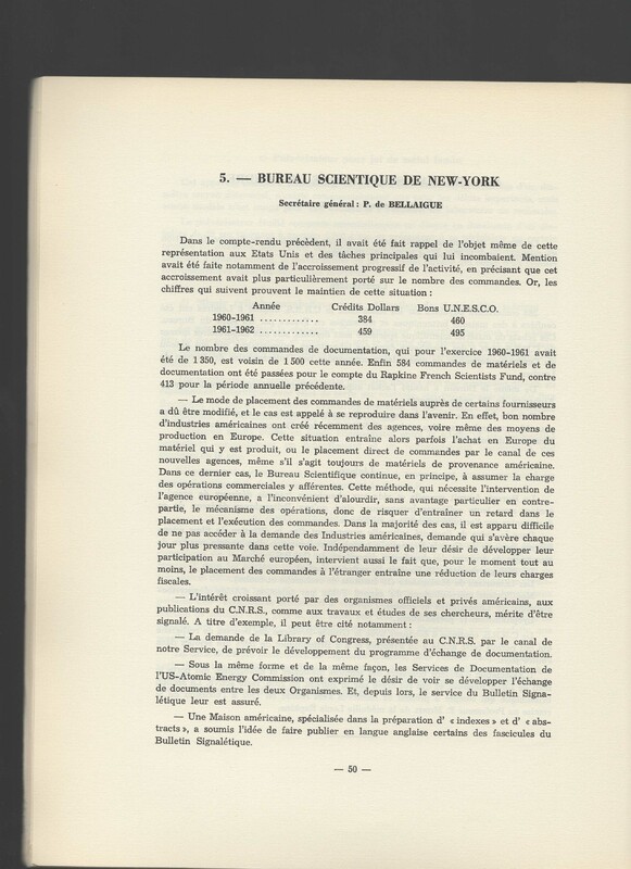 Rapport CNRS 1961-1962