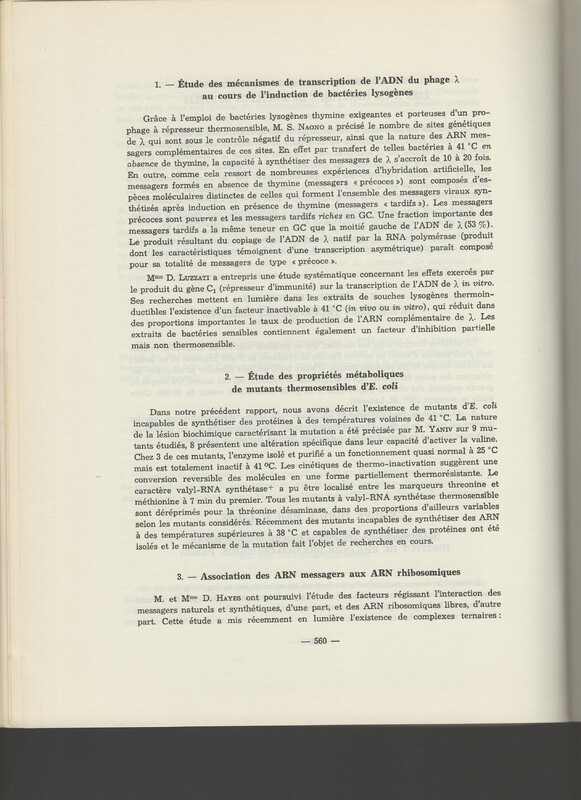 Rapport CNRS 1964-1965 Rapport CNRS 1964-1965
