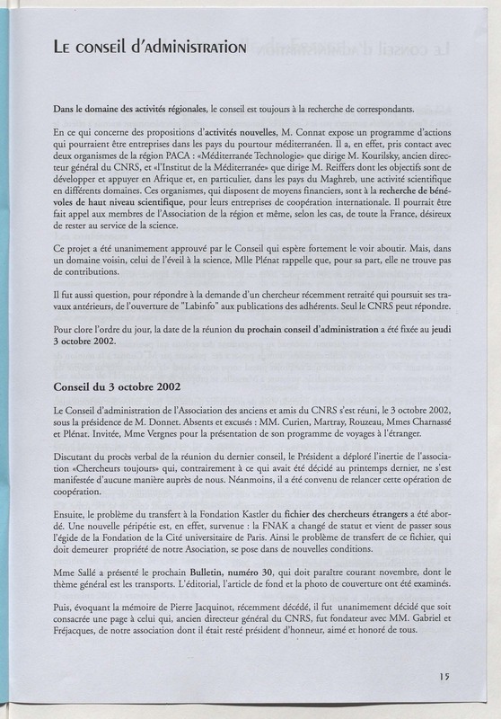 Bulletin de l'Association des anciens et des amis du CNRS n°30 Bulletin de l'Association des anciens et des amis du CNRS n°30