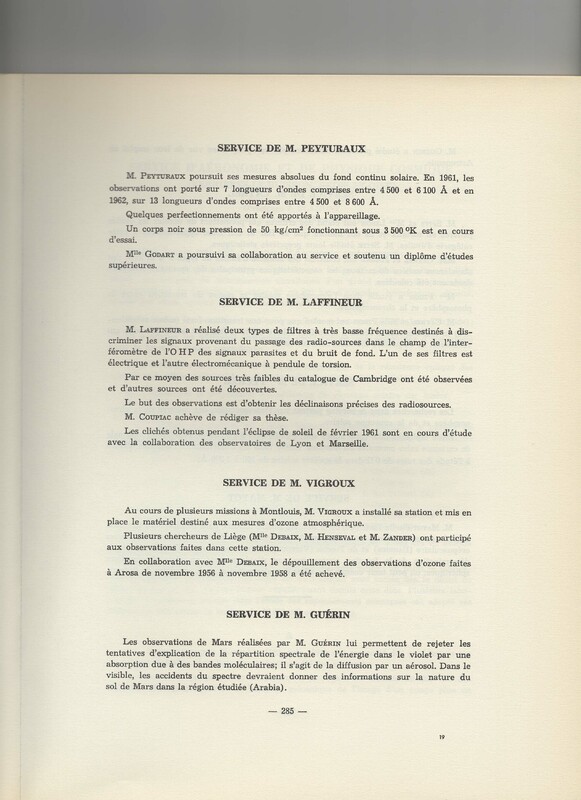 Rapport CNRS 1961-1962