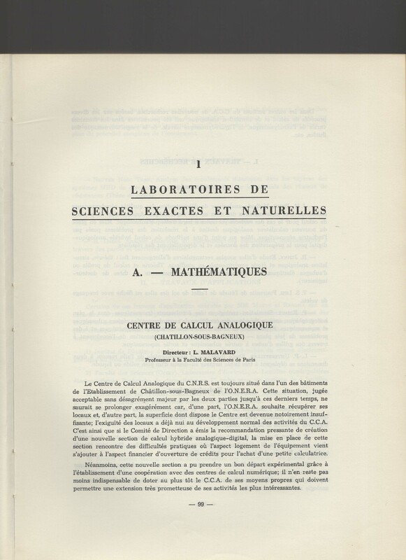 Rapport CNRS 1964-1965 Rapport CNRS 1964-1965