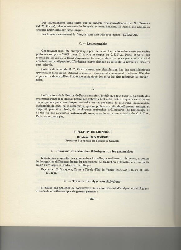 Rapport CNRS 1961-1962