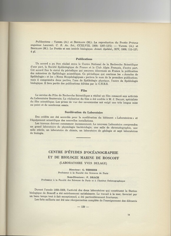 Rapport CNRS 1958-1959