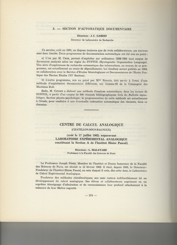 Rapport CNRS 1961-1962
