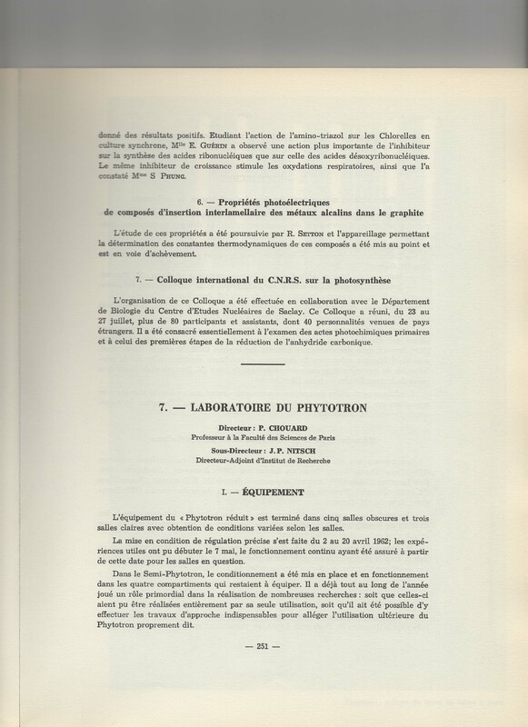Rapport CNRS 1961-1962