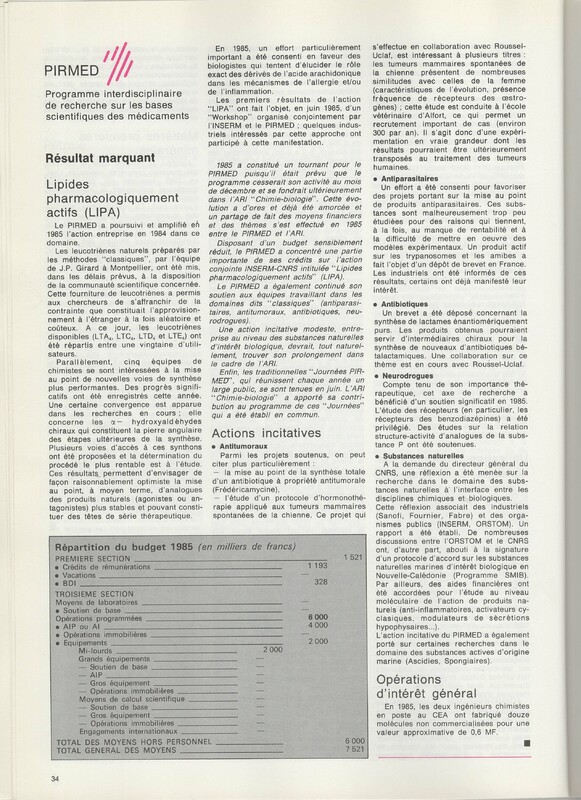 Rapport CNRS 1985