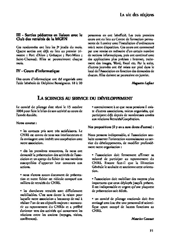 Bulletin de l'Association des anciens et des amis du CNRS n°37 Bulletin de l'Association des anciens et des amis du CNRS n°37