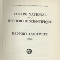 Rapport CNRS 1967