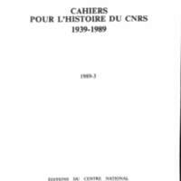 Cahiers pour l'histoire du CNRS 3
