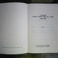 Cahiers pour l'histoire du CNRS 2