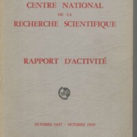 Rapport CNRS 1957-1958