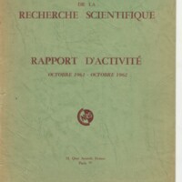 Rapport CNRS 1961-1962