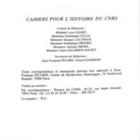 Cahiers pour l'histoire du CNRS 10