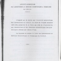 Rapport CNRS 1953-1954