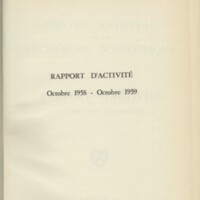 Rapport CNRS 1958-1959