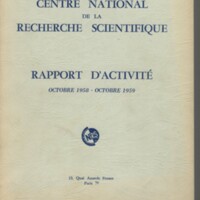Rapport CNRS 1958-1959