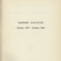 Rapport CNRS 1959-1960