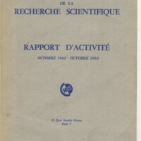 Rapport CNRS 1962-1963