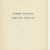 Rapport CNRS 1960-1961