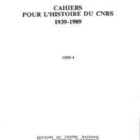 Cahiers pour l'histoire du CNRS 4