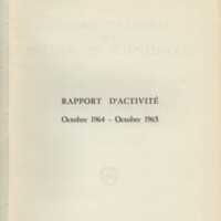 Rapport CNRS 1964-1965