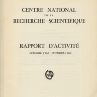 Rapport CNRS 1962-1963