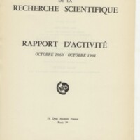 Rapport CNRS 1960-1961