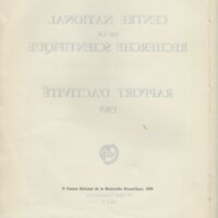 Rapport CNRS 1969