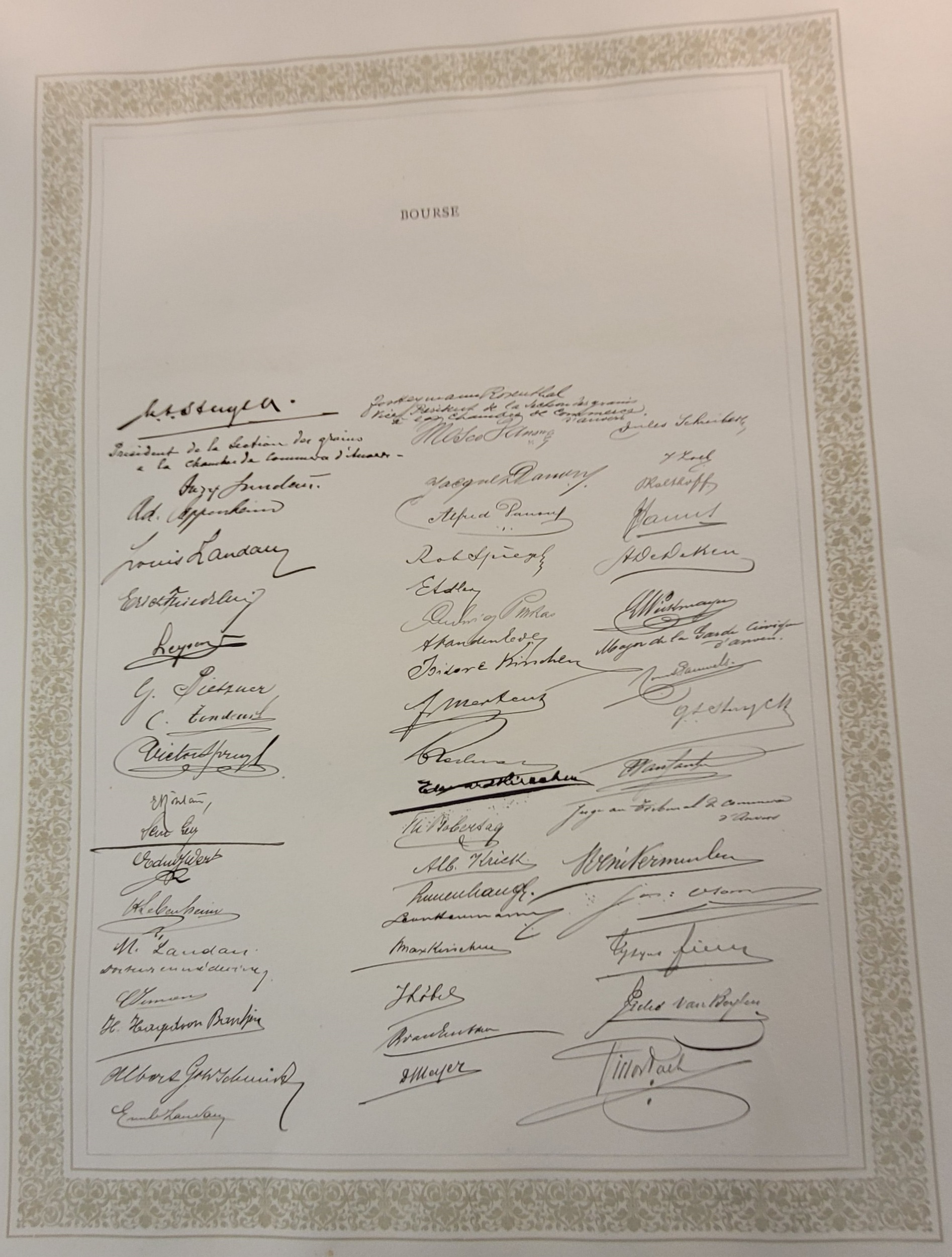 Signatures des membres de la Bourse - 1 Signatures des membres de la Bourse - 1