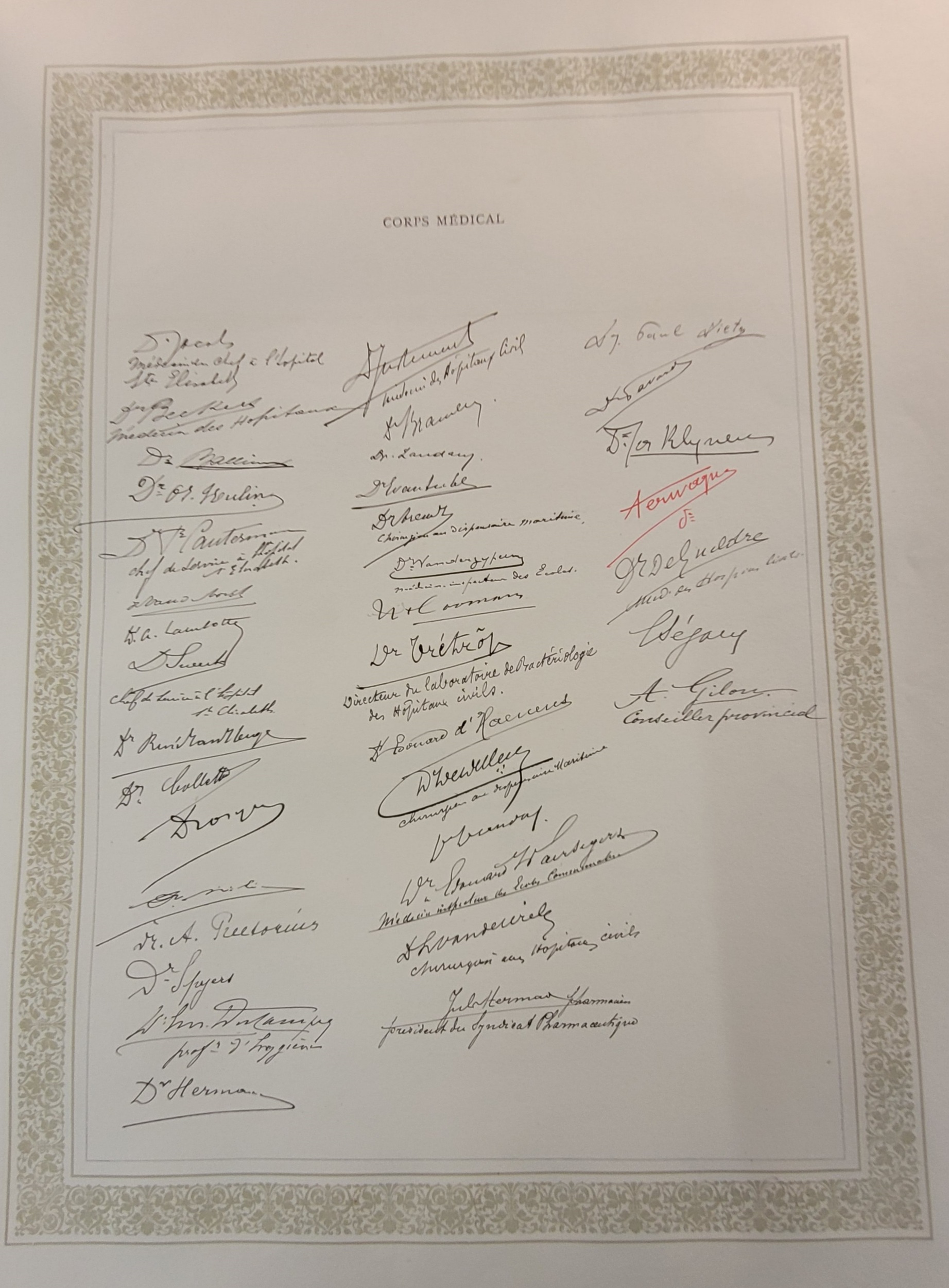 Signatures des membres du Corps médical