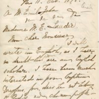 Lettre de Maria Elise Lauder à Émile Zola du 11 octobre 1898