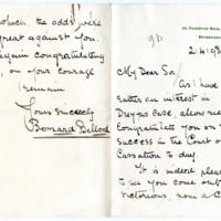 Lettre de Bernard Bellord à Émile Zola du 2 avril 1898