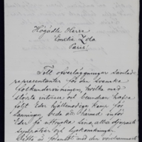 Lettre de J. A. Ostlund à Émile Zola du 19 mars 1898
