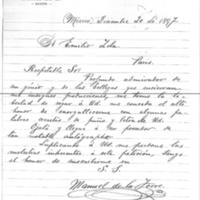 Lettre de Manuel de la Torre à Émile Zola du 20 décembre 1897