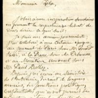 Lettre de M. d&#039;Alavine à Émile Zola du 26 septembre 1893