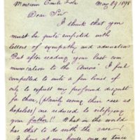 Lettre de E. Anderson à Émile Zola du 29 mai 1898