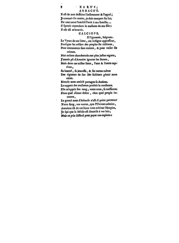 Zarès, tragédie, par M. Palissot de Montenoy, représentée pour la première fois par les Comédiens français, le 3 juin 1751