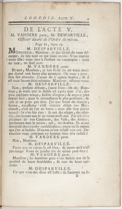 Philosophe sans le savoir (Le), comédie en prose et en cinq actes… par M. Sedaine. [Paris, les Comédiens français, 2 novembre 1765]