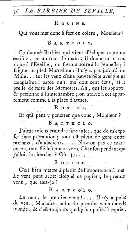 Barbier de Séville, ou la Précaution inutile (Le), comédie en quatre actes, par M. de Beaumarchais, représentée sur le théâtre de la Comédie Française le 23 février 1775 (avec une Lettre modérée sur la chute et la critique du Barbier de Séville)