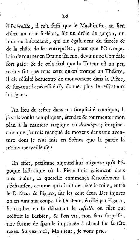 Barbier de Séville, ou la Précaution inutile (Le), comédie en quatre actes, par M. de Beaumarchais, représentée sur le théâtre de la Comédie Française le 23 février 1775 (avec une Lettre modérée sur la chute et la critique du Barbier de Séville)