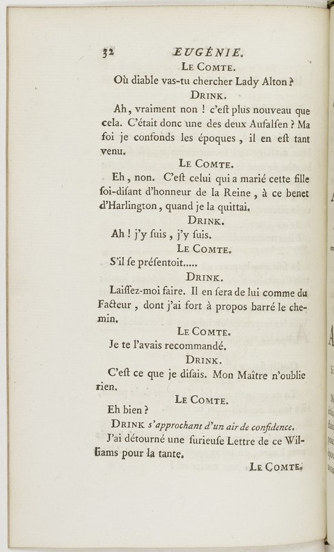 Eugénie, drame en cinq actes en prose, enrichi de figures en taille-douce ; avec un Essai sur le drame sérieux Eugénie, drame en cinq actes en prose, enrichi de figures en taille-douce ; avec un Essai sur le drame sérieux