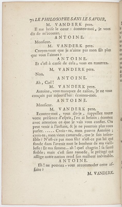 Philosophe sans le savoir (Le), comédie en prose et en cinq actes… par M. Sedaine. [Paris, les Comédiens français, 2 novembre 1765]