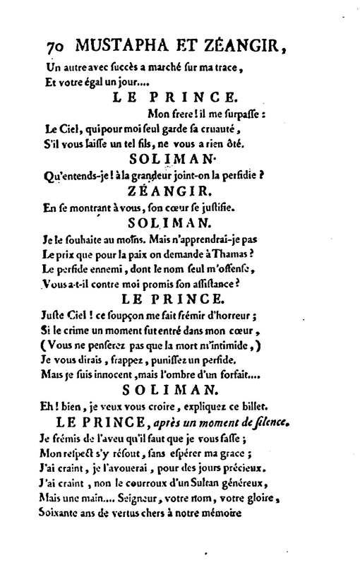 Mustapha et Zéangir, tragédie en cinq actes et en vers, représentée sur le théâtre de Fontainebleau, devant Leurs Majestés, le 1er novembre 1776 Mustapha et Zéangir, tragédie en cinq actes et en vers, représentée sur le théâtre de Fontainebleau, devant Leurs Majestés, le 1er novembre 1776