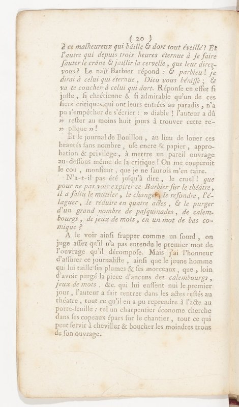 Barbier de Séville, ou la Précaution inutile (Le), comédie en quatre actes, par M. de Beaumarchais, représentée sur le théâtre de la Comédie Française le 23 février 1775 (avec une Lettre modérée sur la chute et la critique du Barbier de Séville)