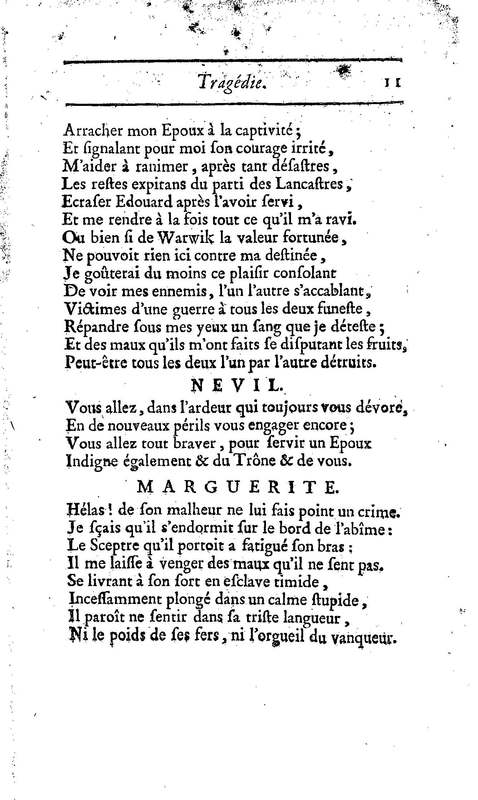 Comte de Warwik [sic] (Le), tragédie par M. de La Harpe, représentée pour la première fois par les Comédiens françois ordinaires du Roi, le 7 novembre 1763