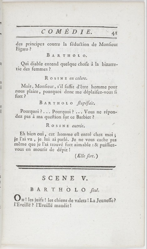 Barbier de Séville, ou la Précaution inutile (Le), comédie en quatre actes ; par M. de Beaumarchais ; représentée & tombée sur le théâtre de la Comédie Françoise aux Tuileries, le 23 de février 1775