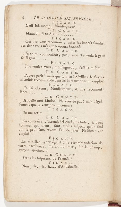 Barbier de Séville, ou la Précaution inutile (Le), comédie en quatre actes, par M. de Beaumarchais, représentée sur le théâtre de la Comédie Française le 23 février 1775 (avec une Lettre modérée sur la chute et la critique du Barbier de Séville)